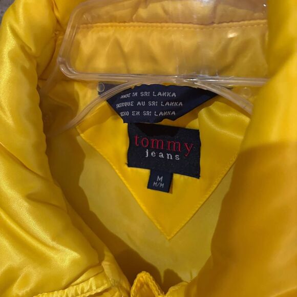 Vintage Tommy Jeans Yellow Puffer Vest Size LG Y2K Coat Jacket Medium - Picture 3 of 7